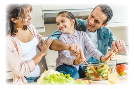 Family enjoying a healthy meal together