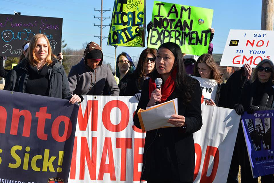 Zen Honeycutt speaking at a rally